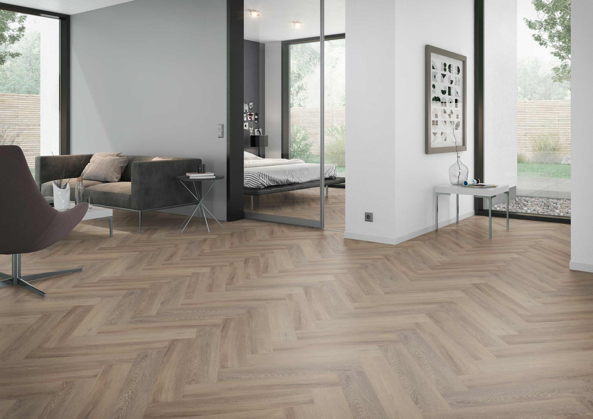 OneFlor LVT kalasabaparkett Cerused Oak Dark Natural