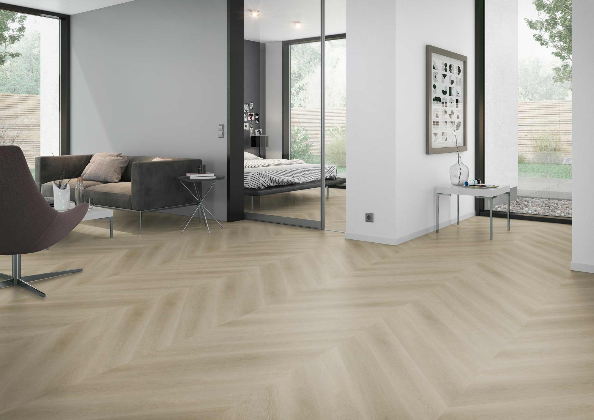 OneFlor Chevron prantsuse kalasaba LVT Raw Oak Light Natural