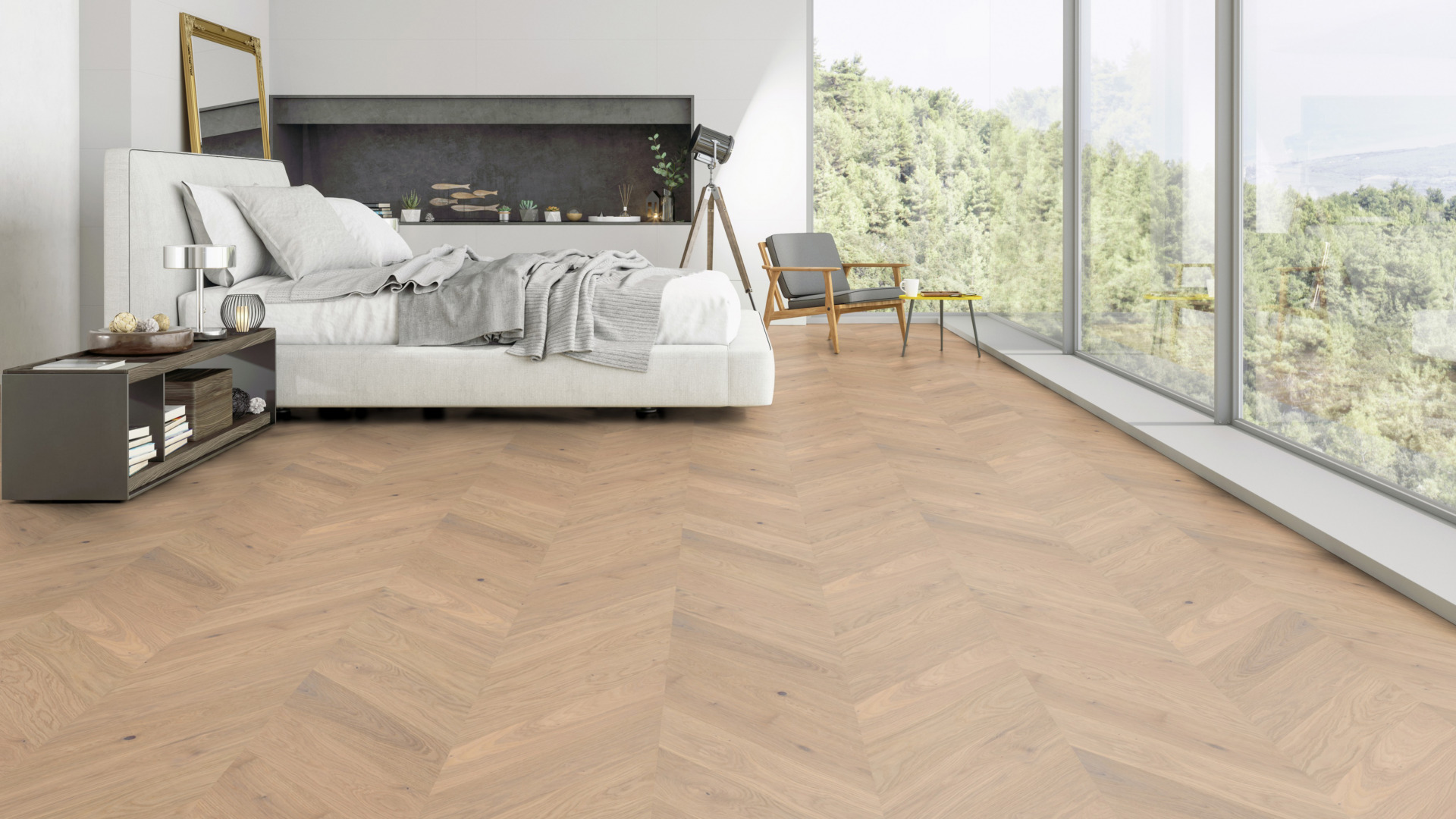 Ter Hürne prantsuse kalasabaparkett Chevron õlitatud harjatud