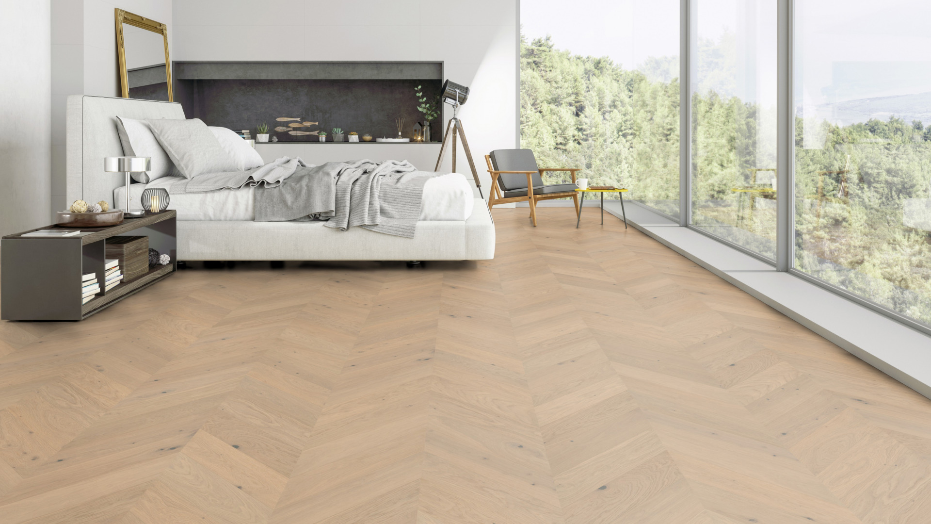 Ter Hürne prantsuse kalasabaparkett Chevron õlitatud harjatud