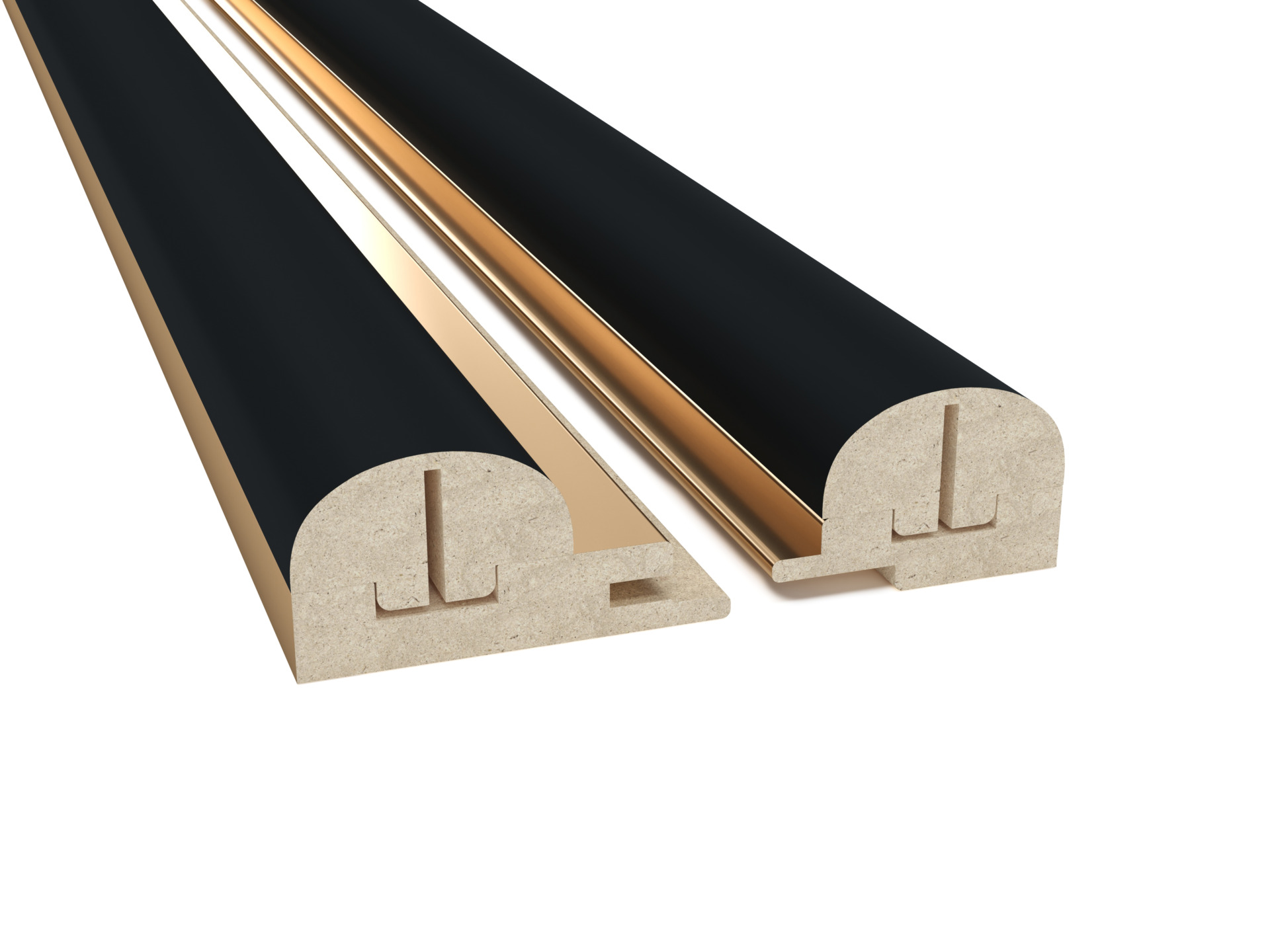 Dekoratiivne seinapaneel Lagoon must kuldsel taustal lõpetusliistud