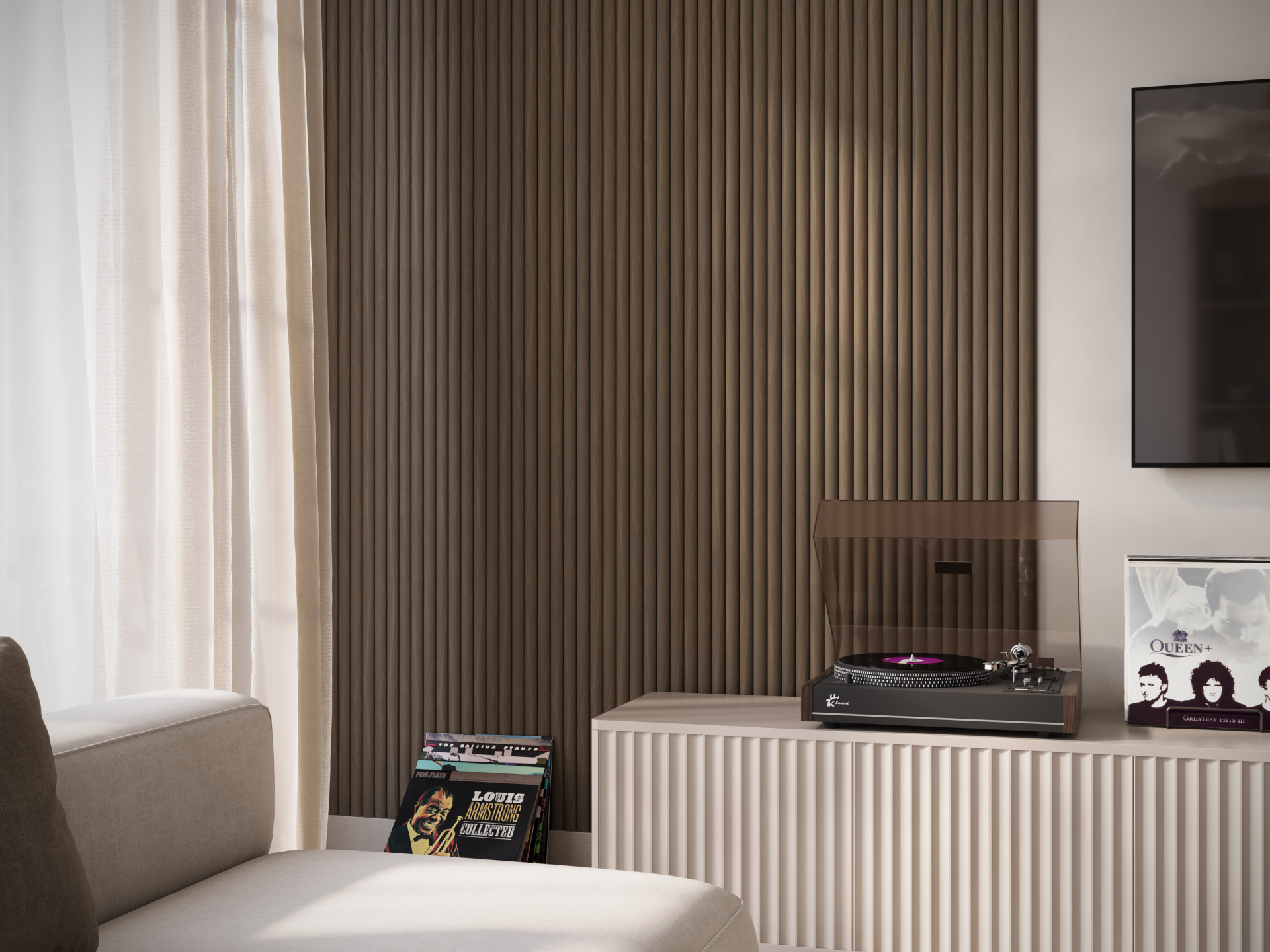 Dekoratiivne seinapaneel laineline Maestro Latt suitsu pähkel